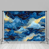Aperturee - Aperturee Fairy Blue Clouds Starry Moon Night Cake Smash Backdrop